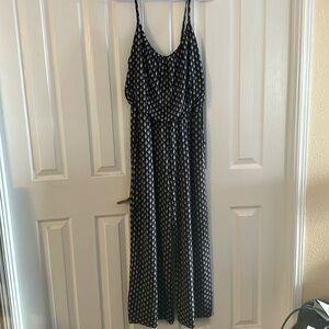 Navy and white wide leg jumpsuit size large